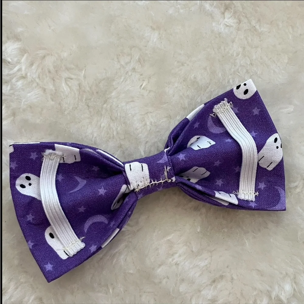 Pet Bowtie Ghosts on Purple Background Halloween